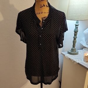 Black Polka Dot Women's Top